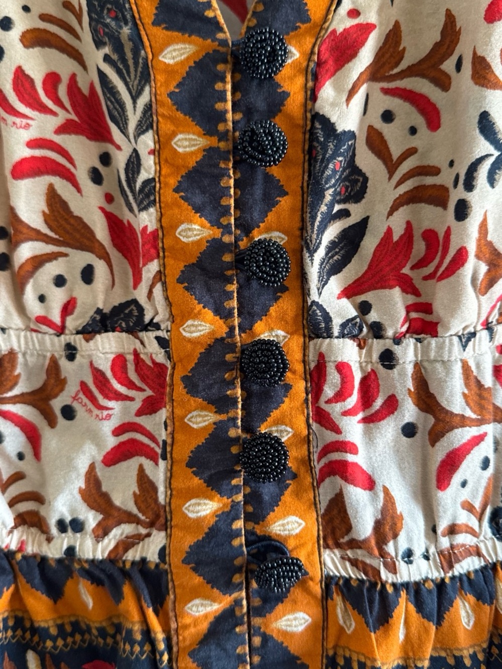 Farm Rio Long Sleeve Printed V-Neck Blouse - Picture 6 of 8
